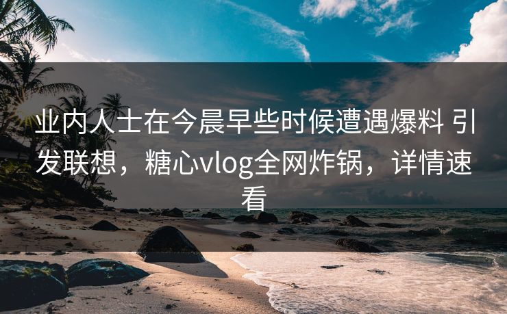 业内人士在今晨早些时候遭遇爆料 引发联想，糖心vlog全网炸锅，详情速看