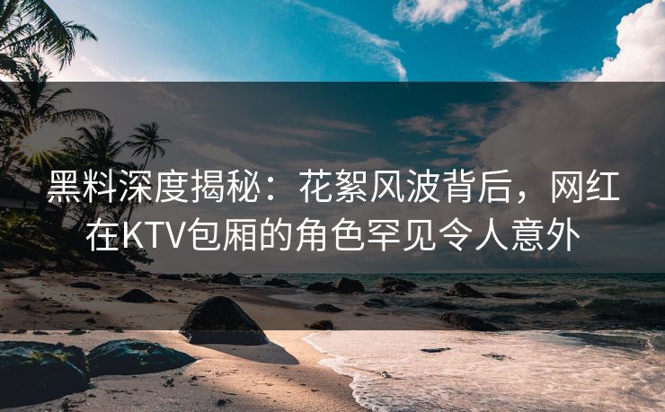 黑料深度揭秘：花絮风波背后，网红在KTV包厢的角色罕见令人意外